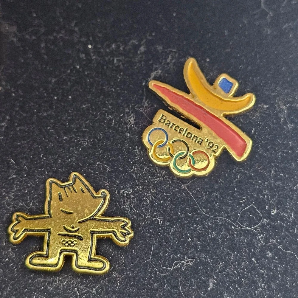 Vintage USA Olympic Pin Set One Size Multi-Color Barcelona 1992 Running 3M